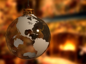 World globe as Christmas tree ornament